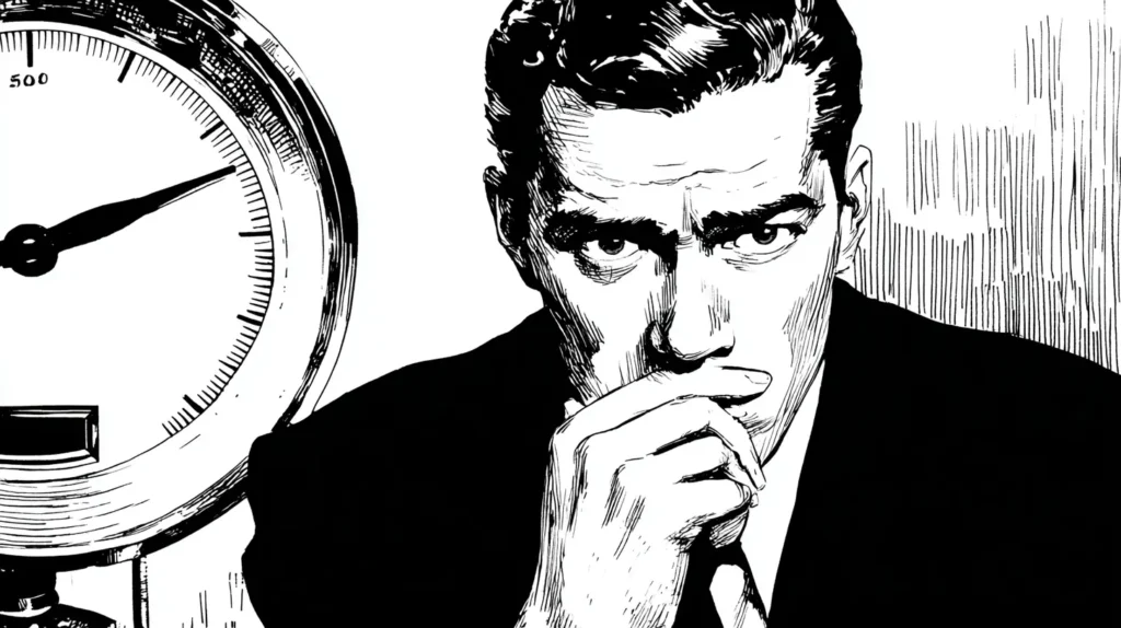 Blog feature image illustration of a man considering his business credit for blog: Business Loans with Bad Credit: What You Need to Know
