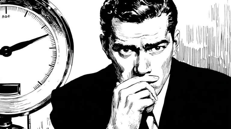 Blog feature image illustration of a man considering his business credit for blog: Business Loans with Bad Credit: What You Need to Know