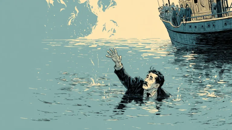 Blog feature image illustration of a man drowning for blog: What to Do If You Can’t Pay Your Business Loan