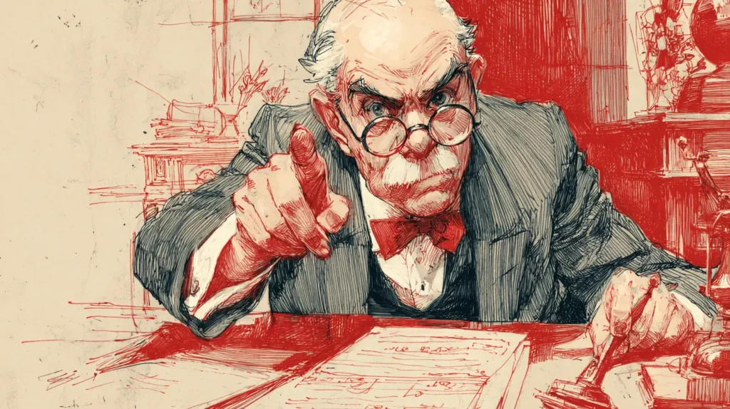 Blog feature image illustration of an old banker denying the request for a business loan: Why Startups Get Denied Loans—and What to Do Instead